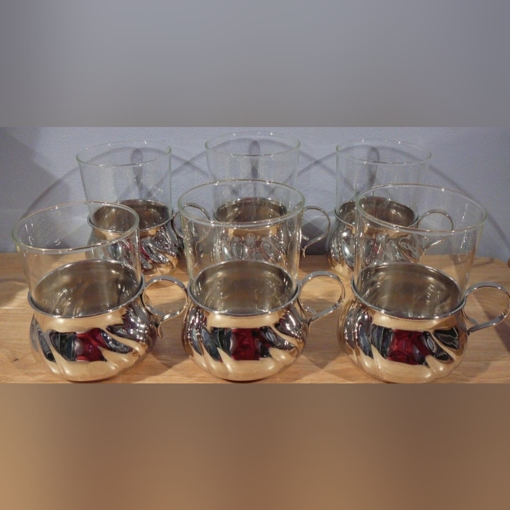 6 Vintage Schott Mainz JENA-er Tea Glass Set .835 Silver Sterling